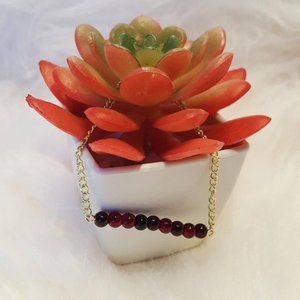 Garnet Beaded Gold Chain Minimalist Bracelet